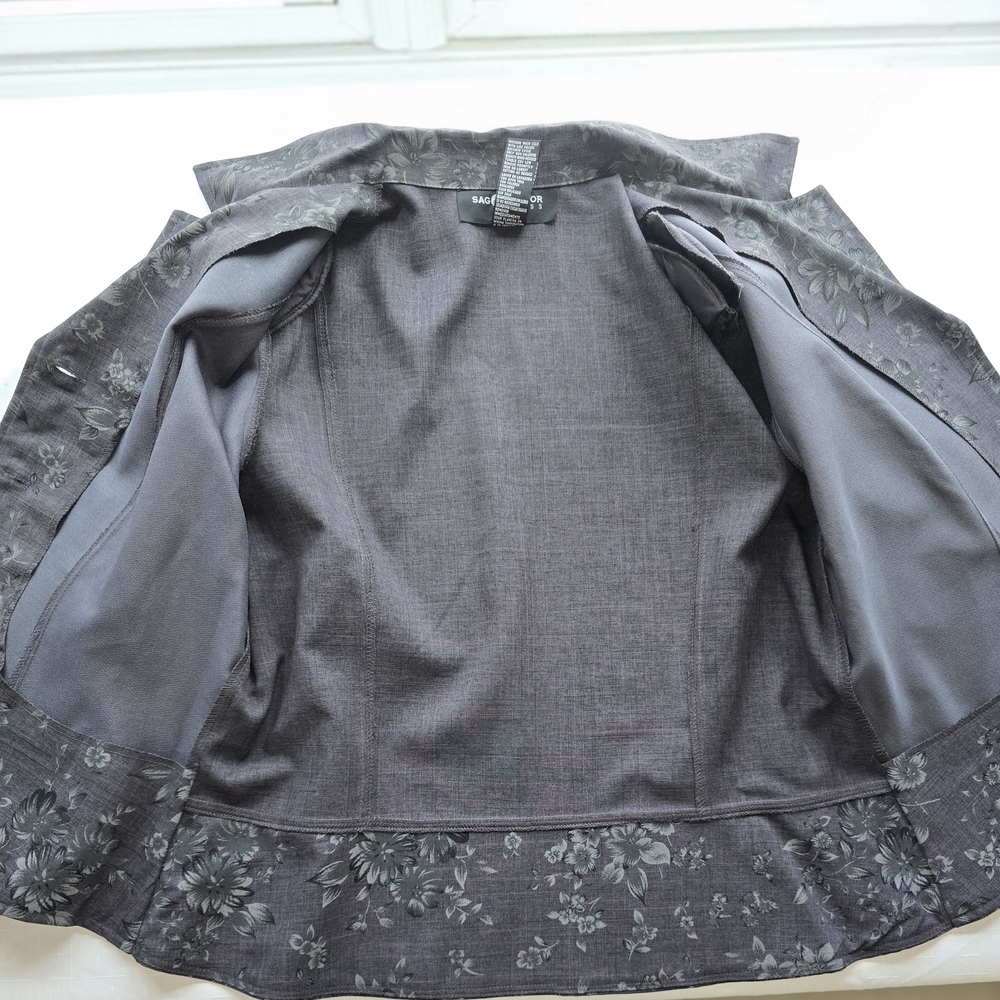 Sag Harbor Floral Gray Blazer Office Party Business NWT Sz 16 - Picture 8 of 9
